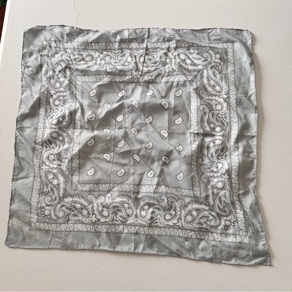 Grey Paisley Bandana Scarf
